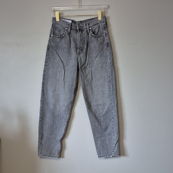 Gap Barrel Leg High Rise Gray Wash Jeans, Size 27 Tall - Picture 2 of 11